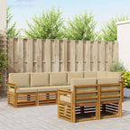 Juegos de sofás 8 pcs Natural y Beige Madera de Acacia Sólida