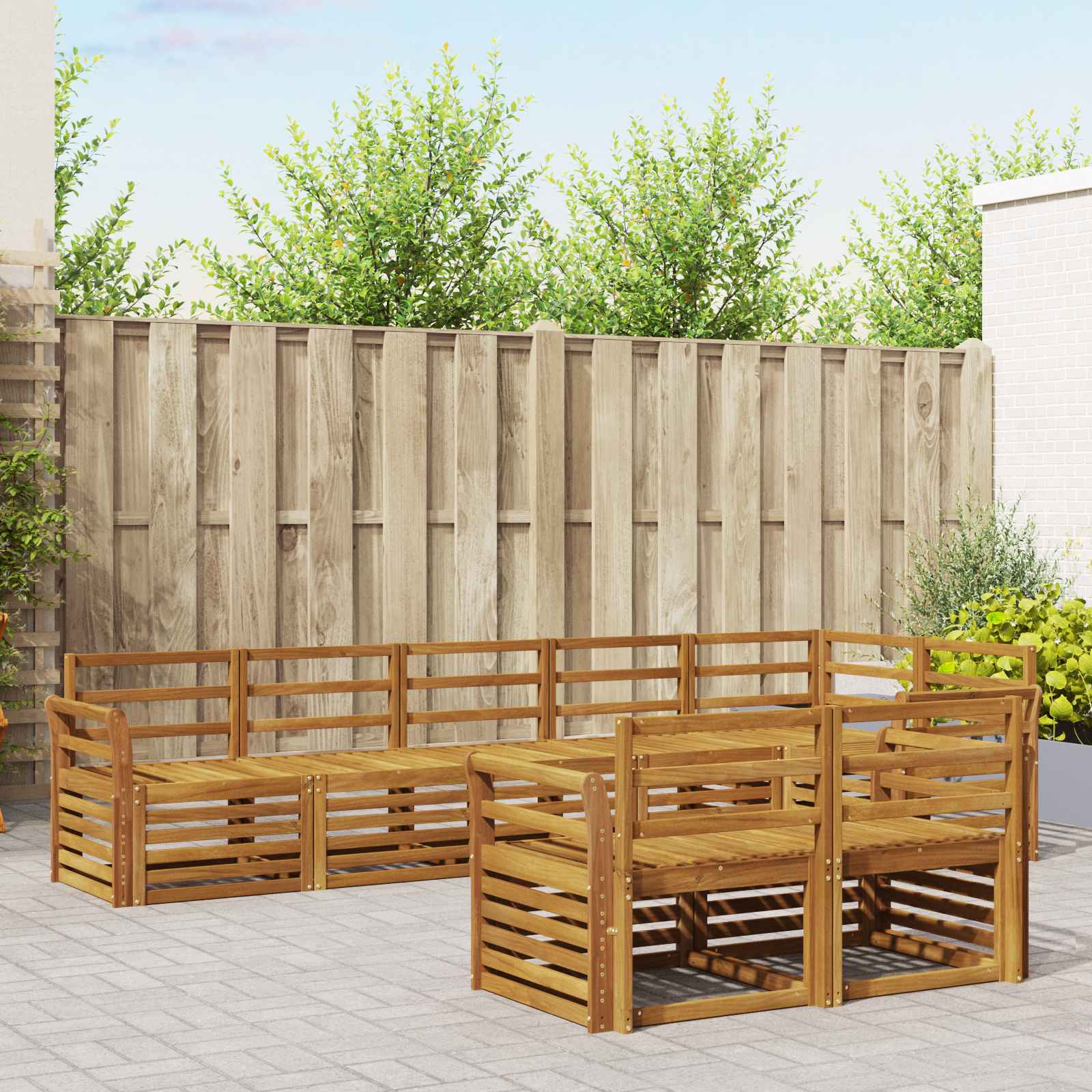 Juegos de sofás 6 pcs Natural Madera de Acacia Sólida