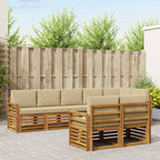 Juegos de sofás 8 pcs Natural y Beige Madera de Acacia Sólida