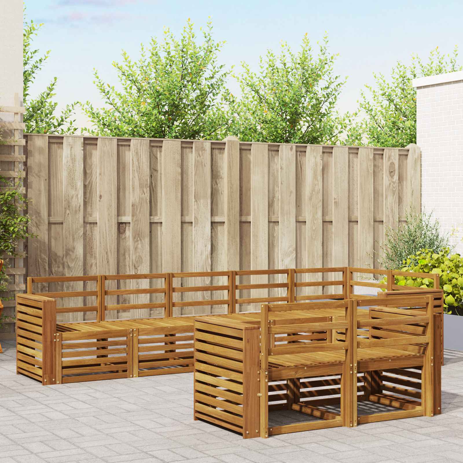 Juegos de sofás 6 pcs Natural Madera de Acacia Sólida