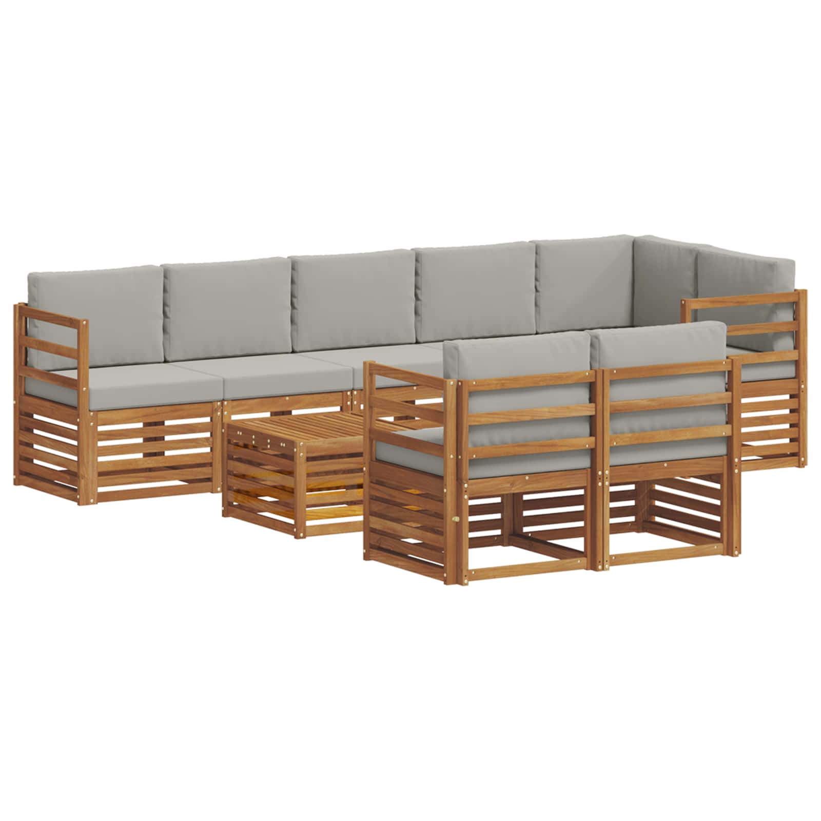 Juegos de sofás con cojín 9 pcs Gris Natural y Claro