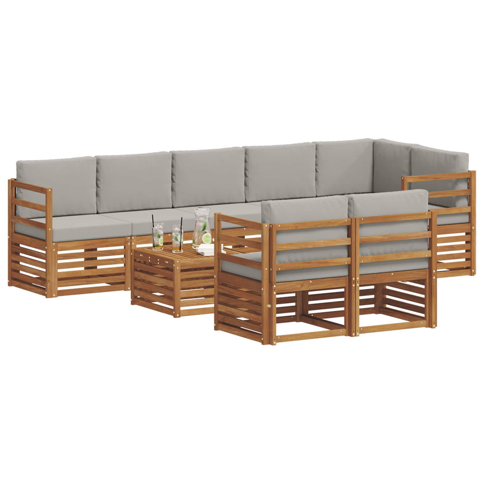 Juegos de sofás con cojín 9 pcs Gris Natural y Claro
