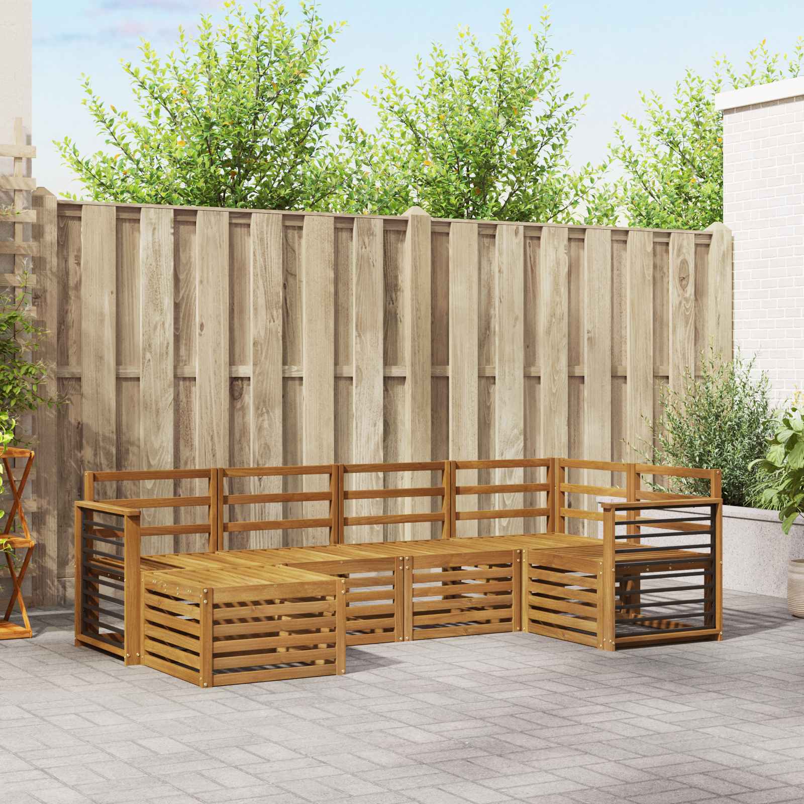Juegos de sofás 6 pcs Natural Madera de Acacia Sólida