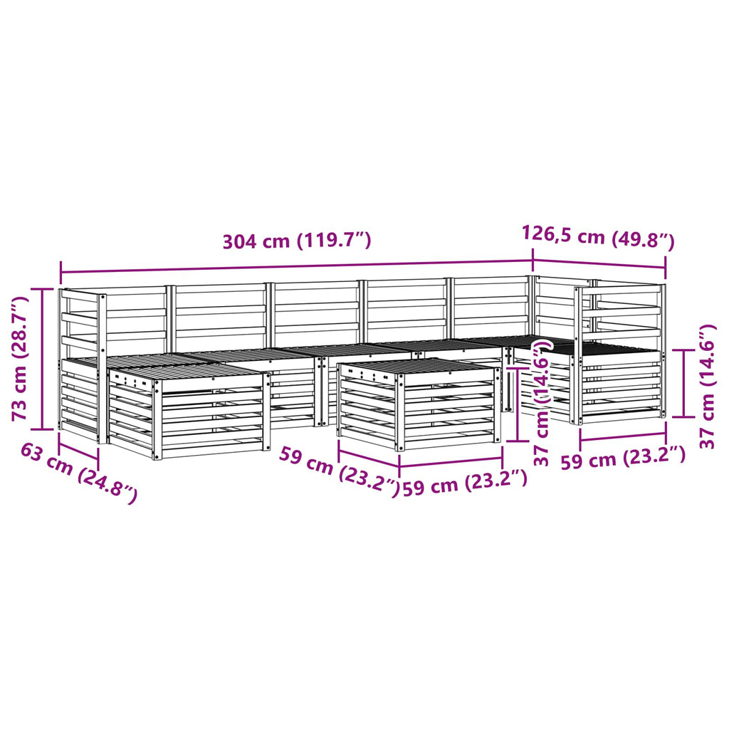 Conjunto de sofás de exterior 8 pcs Natural