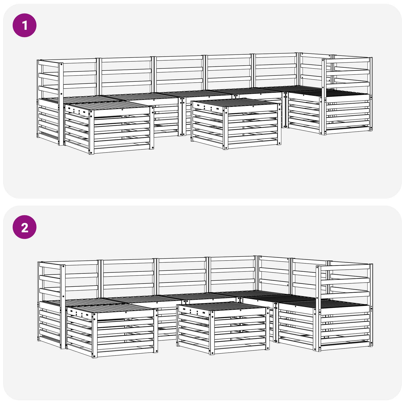 Conjunto de sofás de exterior 8 pcs Natural