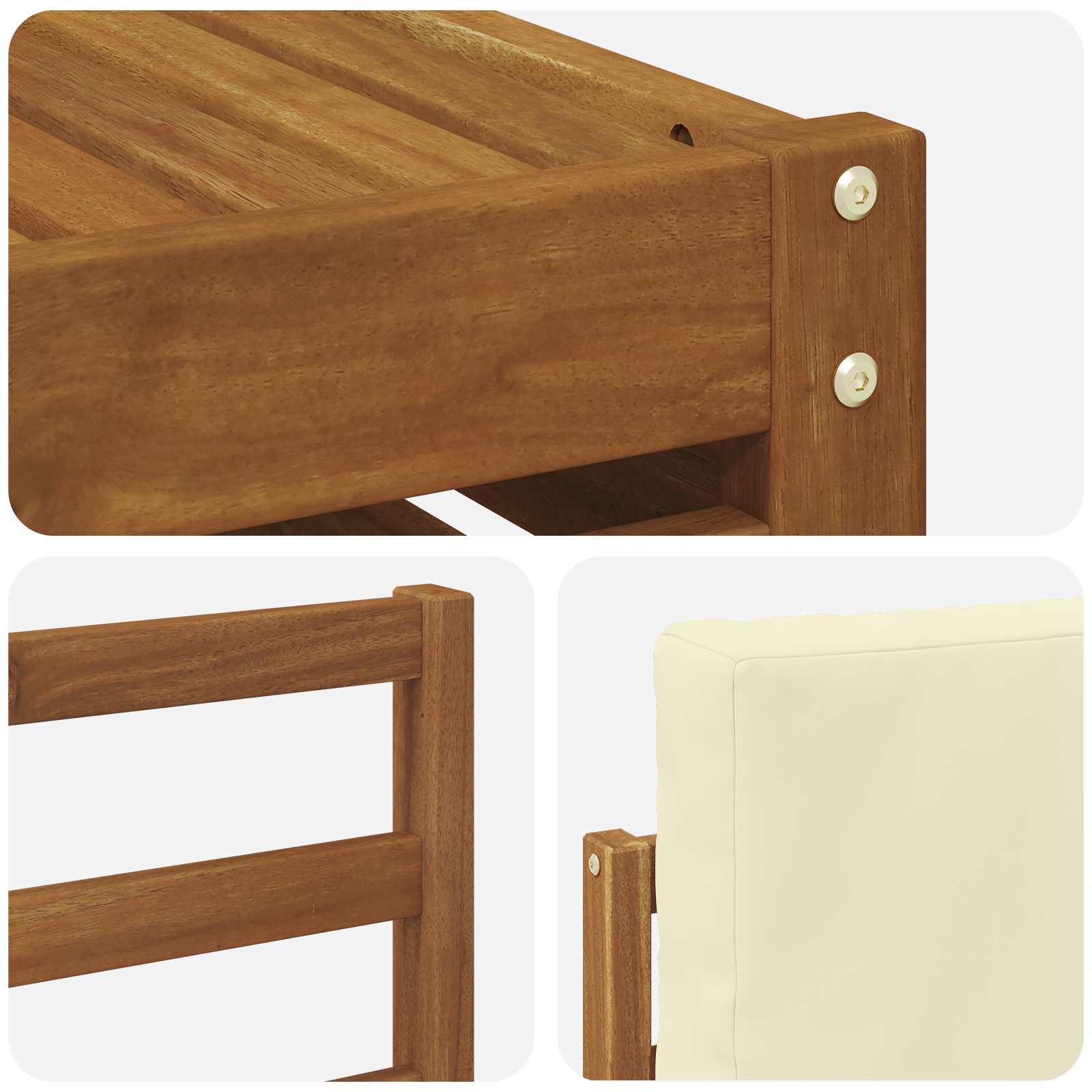 Conjunto de sofás de exterior con cojín 8 pcs Natural y Crema