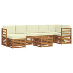Conjunto de sofás de exterior con cojín 8 pcs Natural y Crema