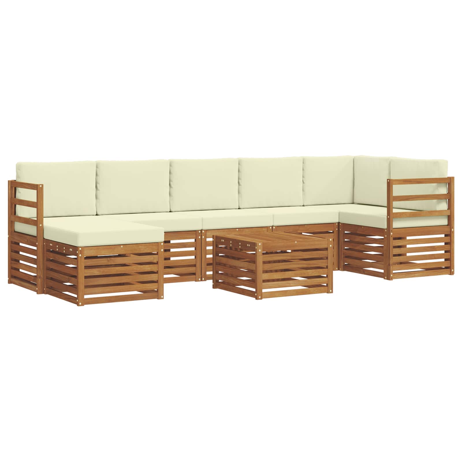 Conjunto de sofás de exterior con cojín 8 pcs Natural y Crema