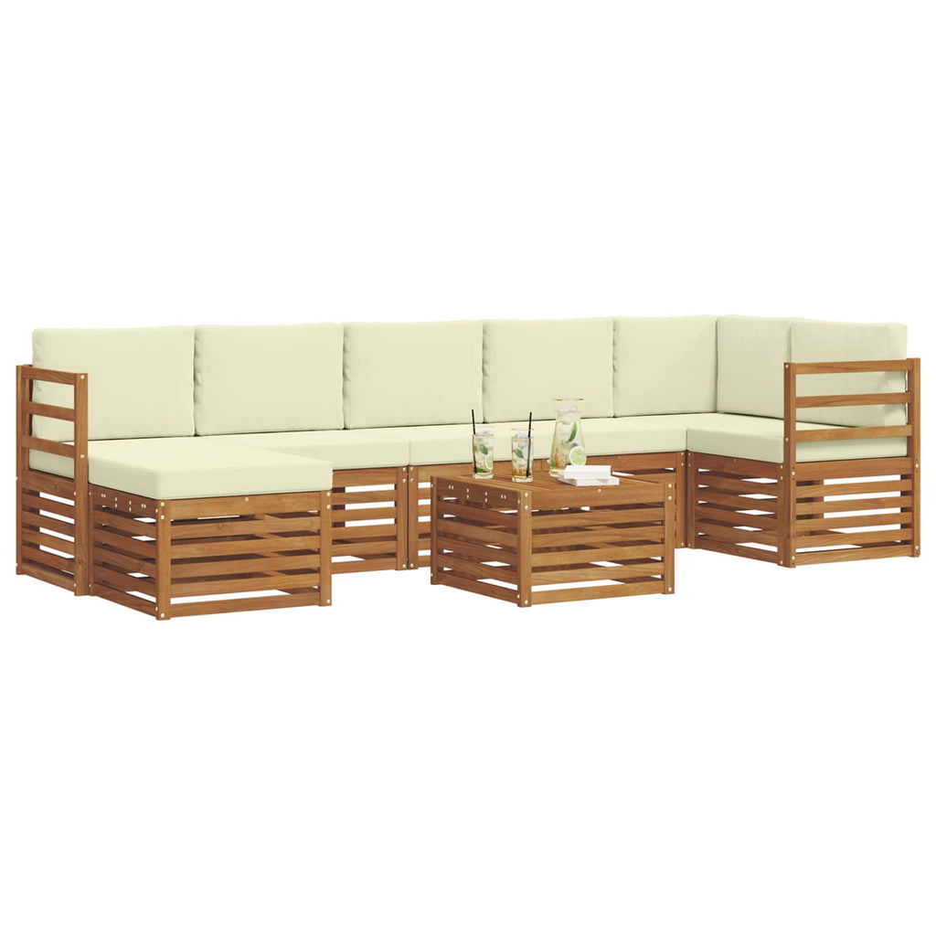 Conjunto de sofás de exterior con cojín 8 pcs Natural y Crema