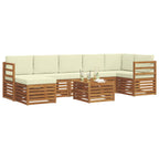 Conjunto de sofás de exterior con cojín 8 pcs Natural y Crema