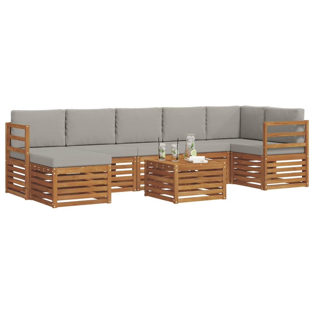 Conjunto de sofás de exterior 8 pcs Gris Natural y Claro