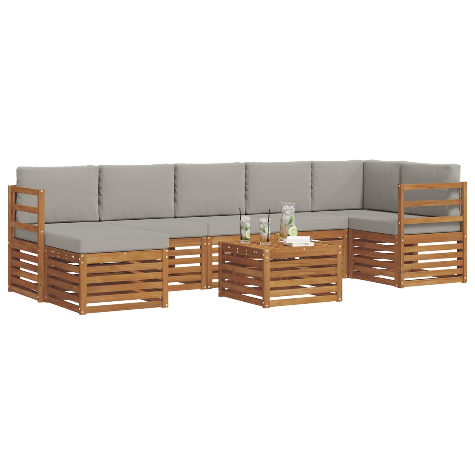 Conjunto de sofás de exterior 8 pcs Gris Natural y Claro