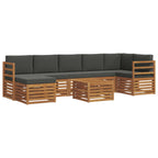 Conjunto de sofás de exterior 8 pcs Natural y Antracita