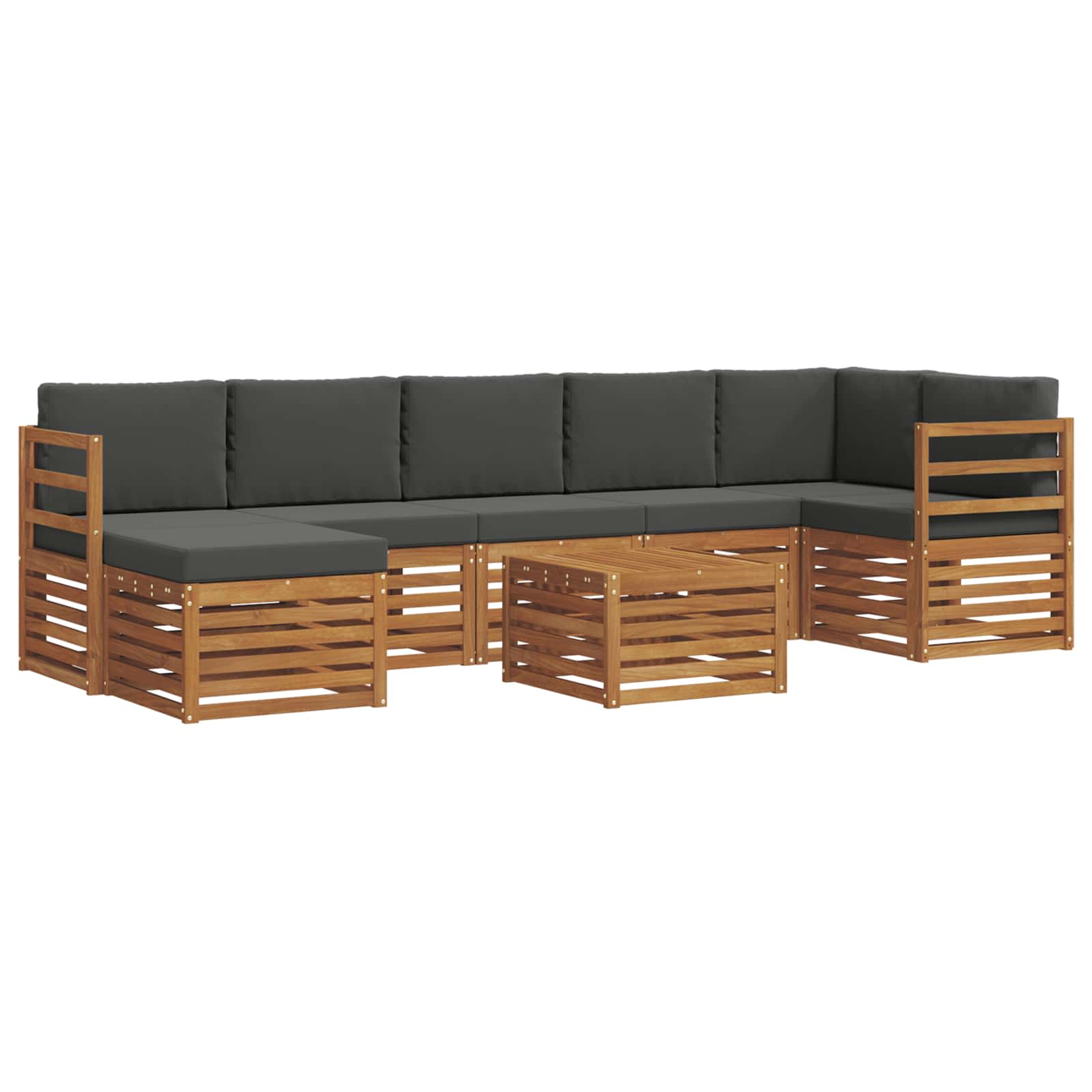 Conjunto de sofás de exterior 8 pcs Natural y Antracita