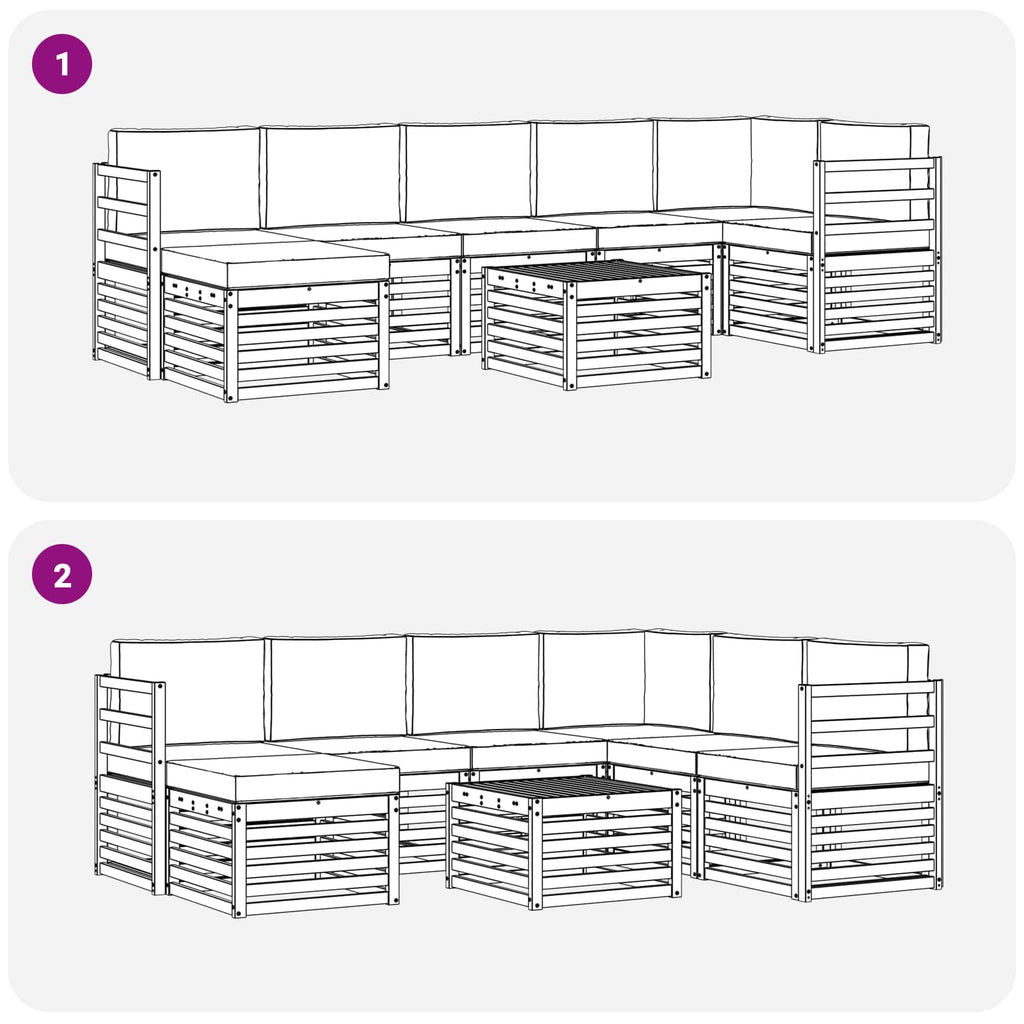 Conjunto de sofás de exterior 8 pcs Natural y Antracita