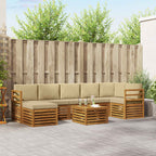 Conjunto de sofás de exterior con cojín 8 pcs Natural y Beige