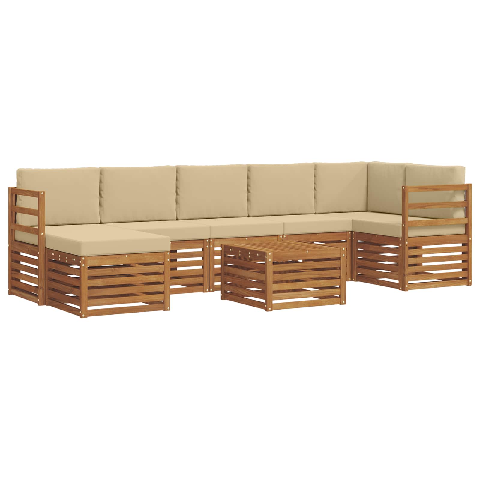 Conjunto de sofás de exterior con cojín 8 pcs Natural y Beige