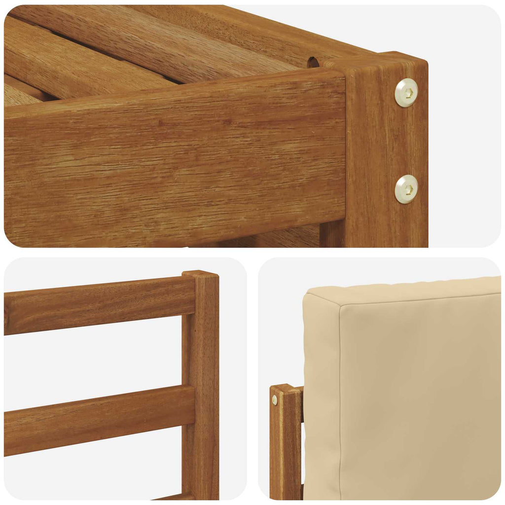 Conjunto de sofás de exterior con cojín 8 pcs Natural y Beige
