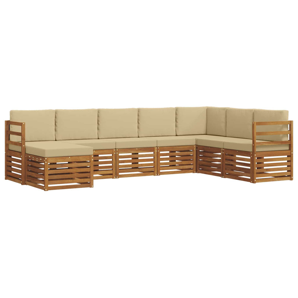 Conjunto de sofás de exterior con cojín 8 pcs Natural y Beige