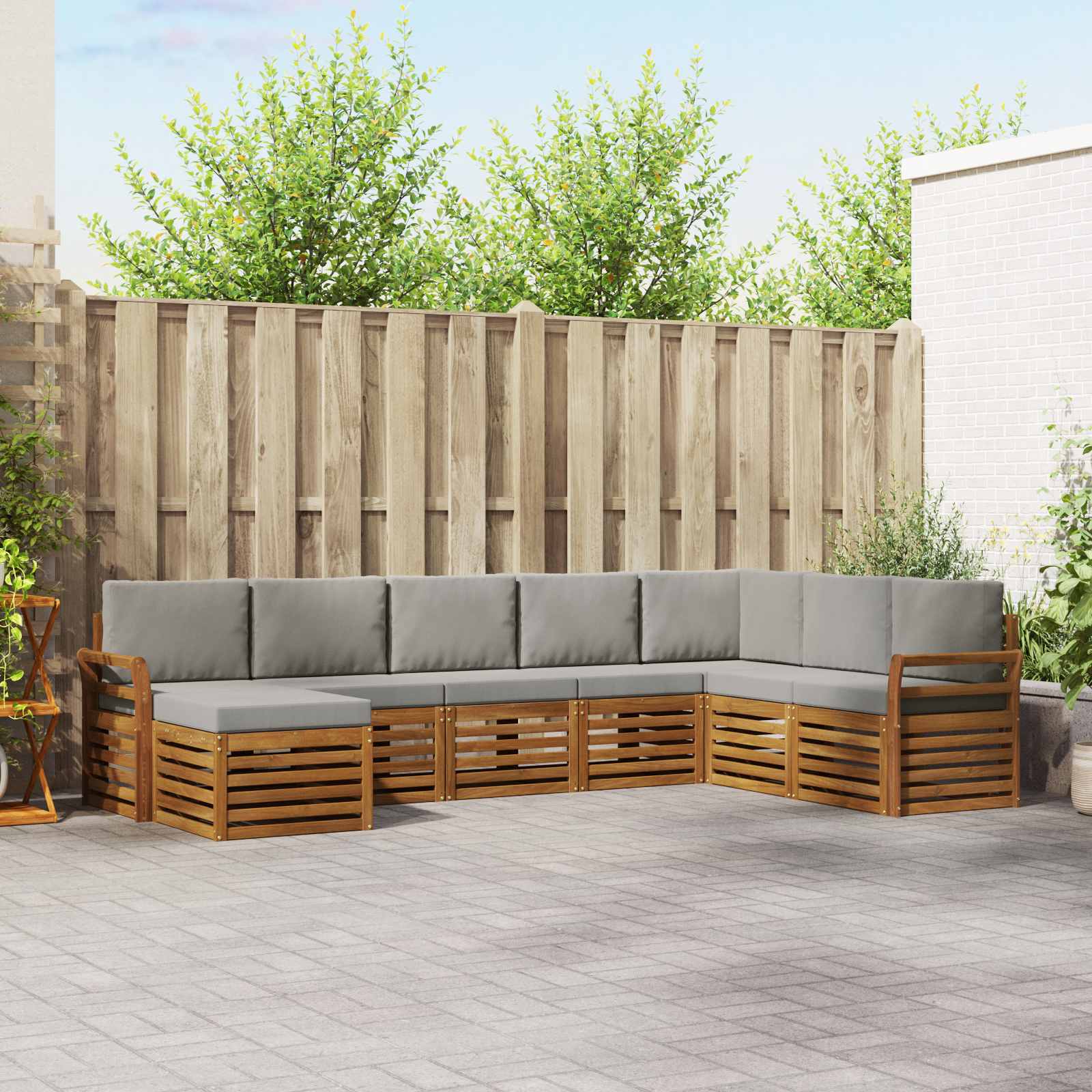 Conjunto de sofás de exterior 8 pcs Blanco y Gris Claro
