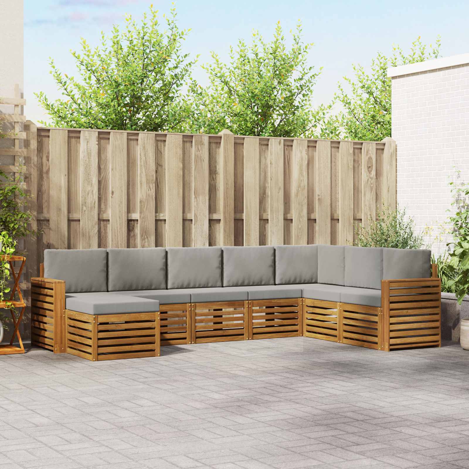 Conjunto de sofás de exterior 8 pcs Blanco y Gris Claro