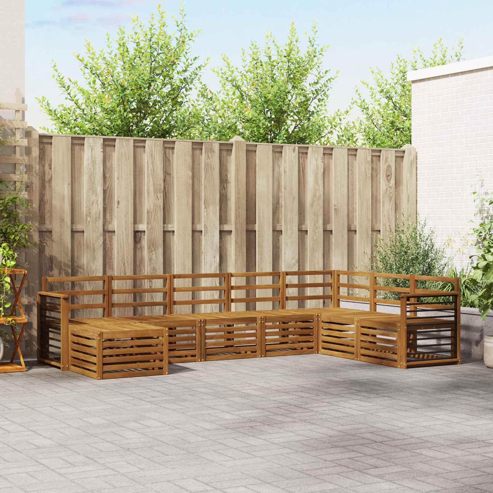 Juegos de sofás 8 pcs Natural Madera de Acacia Sólida