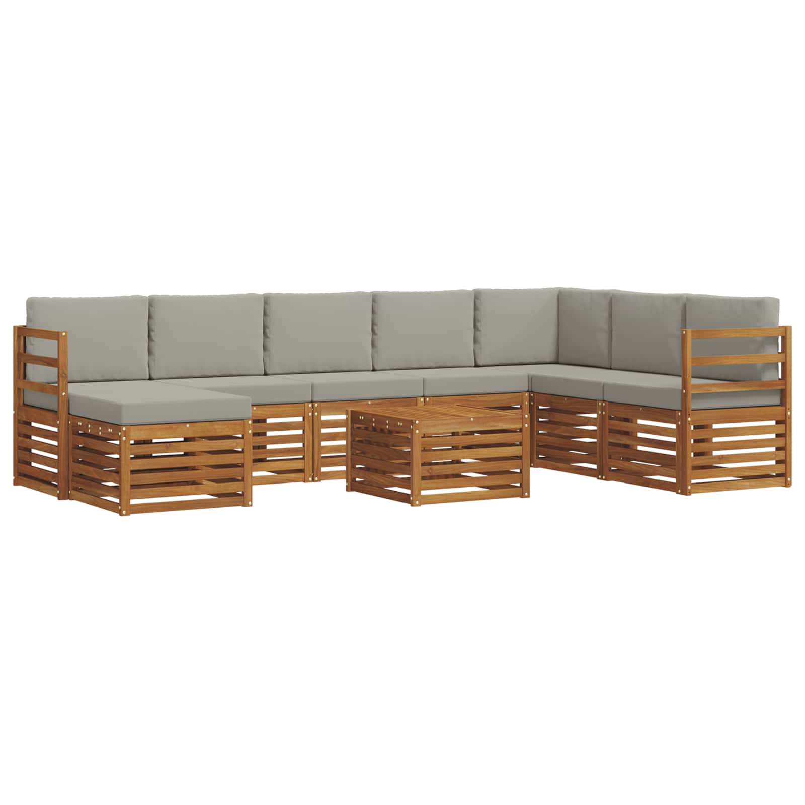 Conjunto de sofás de exterior 9 pcs Gris Natural y Claro