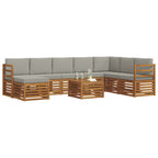Conjunto de sofás de exterior 9 pcs Gris Natural y Claro
