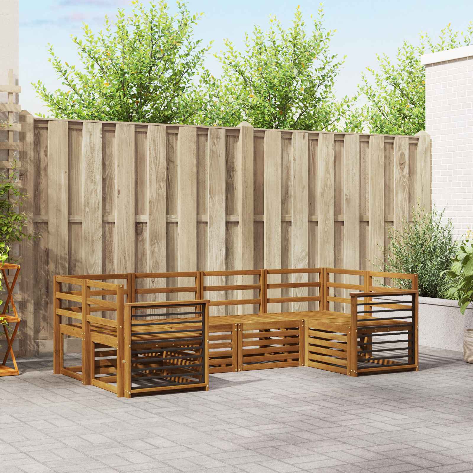 Juegos de sofás 6 pcs Natural Madera de Acacia Sólida