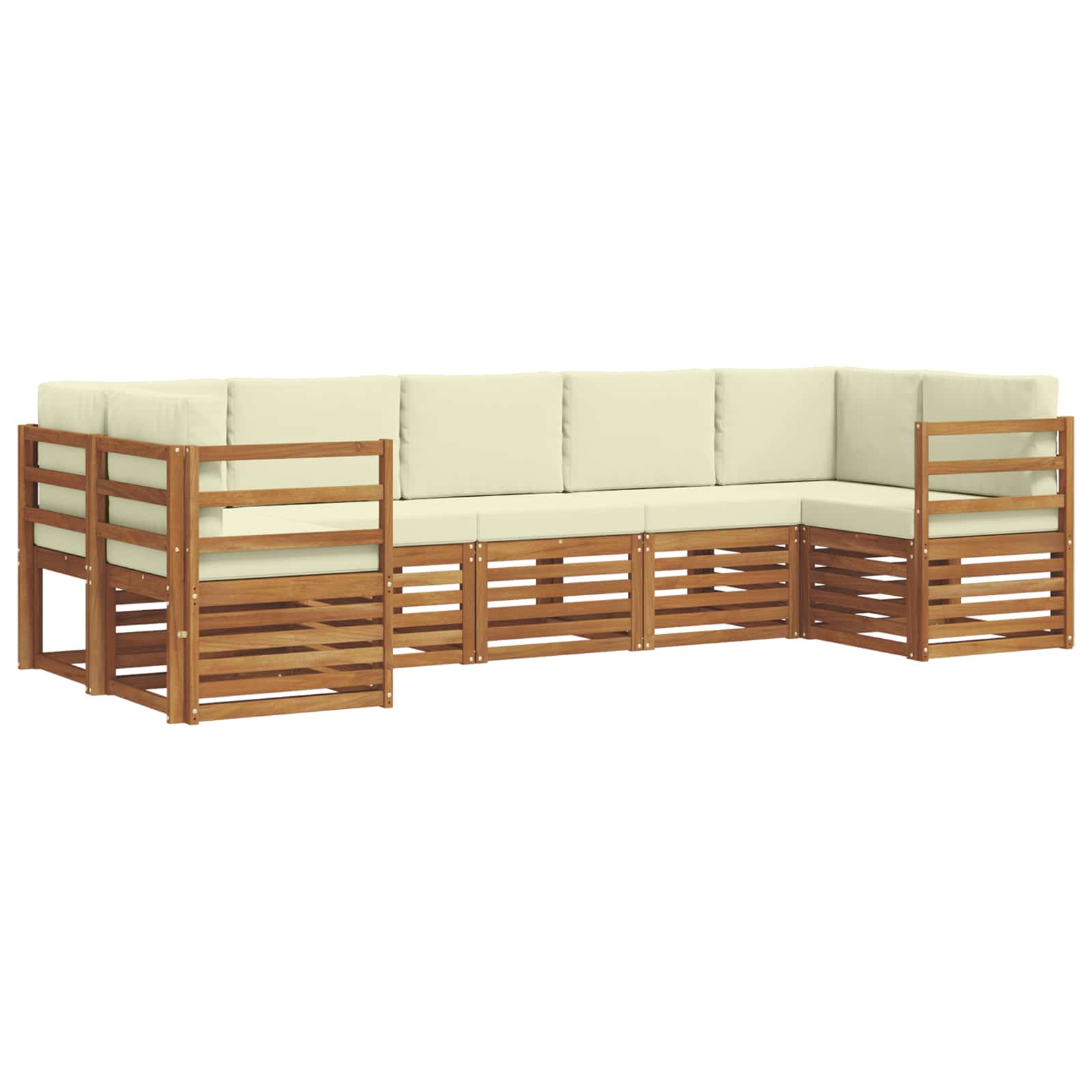 Conjunto de sofás de exterior 7 pcs Natural y Crema