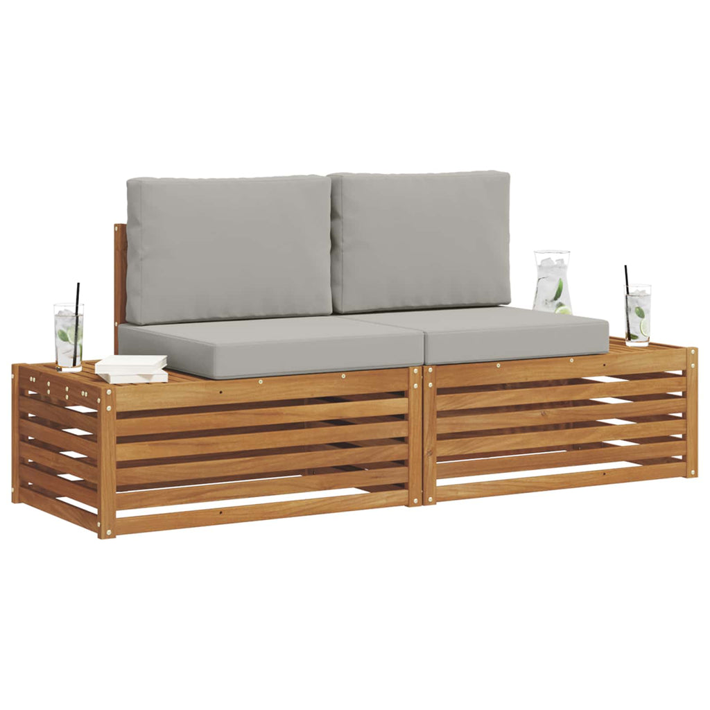 Conjunto de sofás de exterior 2 Pieza Gris Natural y Claro