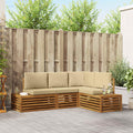 Conjunto de sofás de exterior con cojín 4 Pieza Natural y Beige