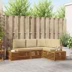 Conjunto de sofás de exterior con cojín 4 Pieza Natural y Beige