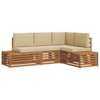 Conjunto de sofás de exterior con cojín 4 Pieza Natural y Beige