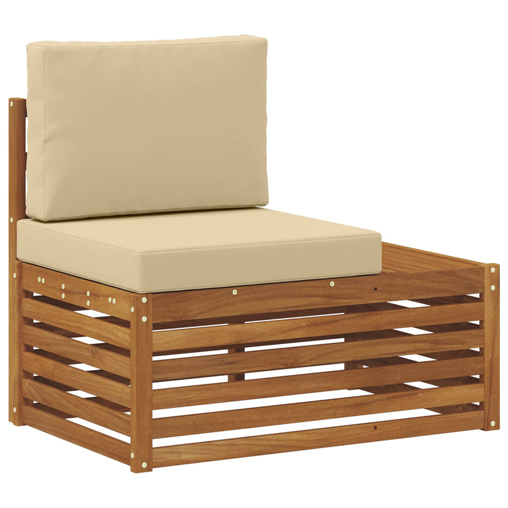 Conjunto de sofás de exterior con cojín 4 Pieza Natural y Beige