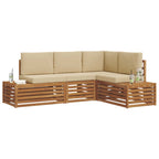 Conjunto de sofás de exterior con cojín 4 Pieza Natural y Beige