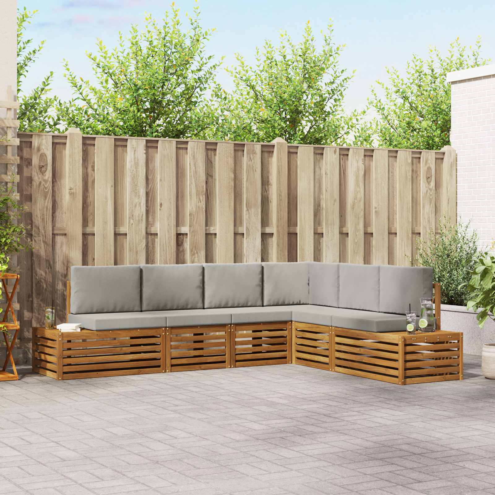 Conjunto de sofás de exterior con cojín Gris Natural y Claro