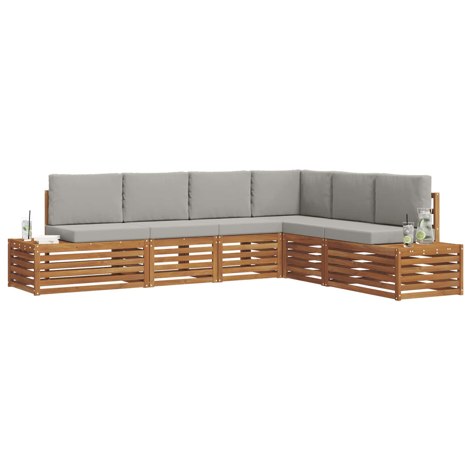 Conjunto de sofás de exterior con cojín Gris Natural y Claro