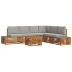 Conjunto de sofás de exterior 7 Pieza Gris Natural y Claro