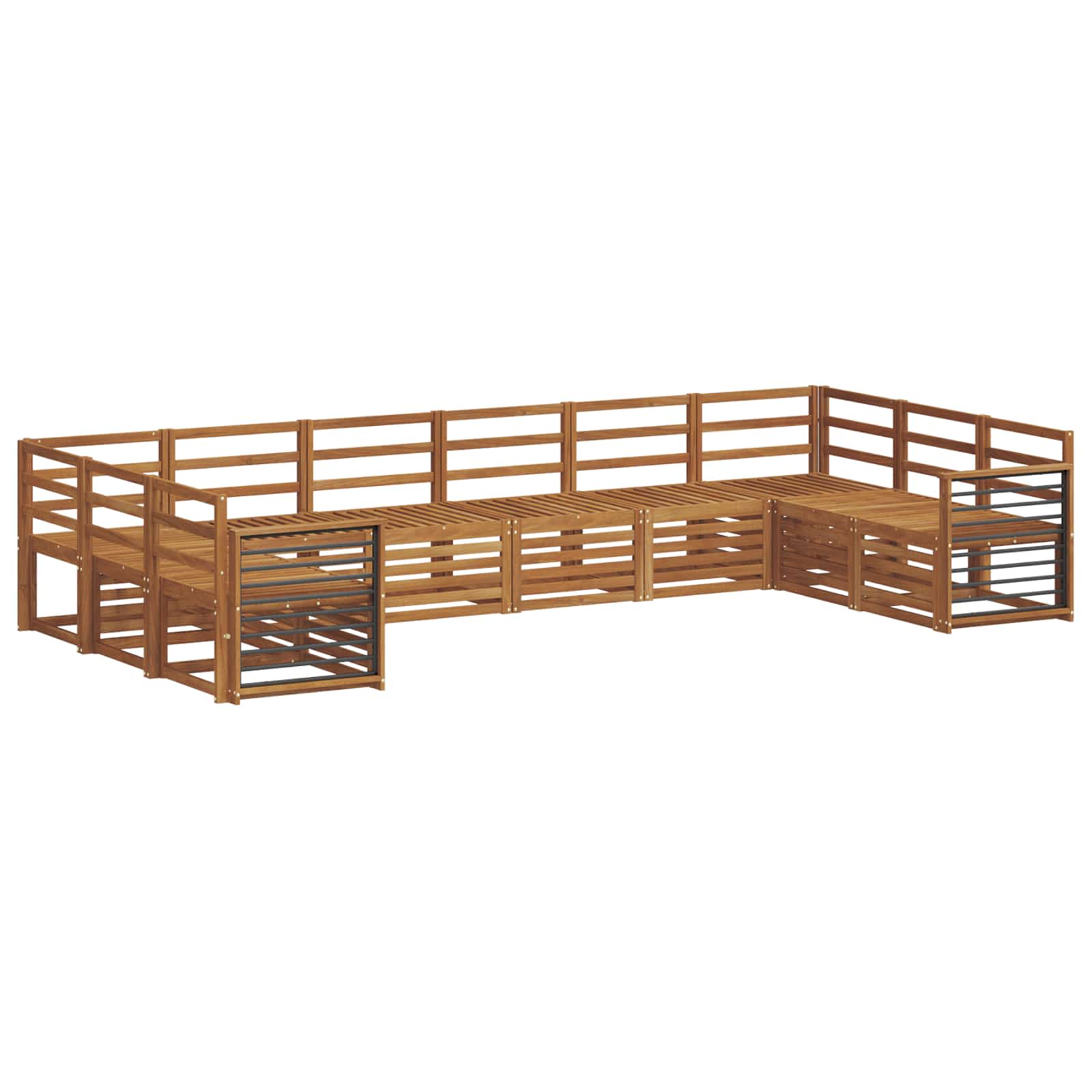 Juegos de sofás 10 pcs Natural Madera de Acacia Sólida