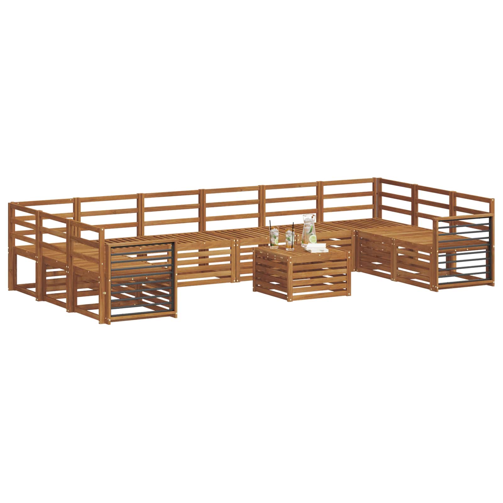 Juegos de sofás 11 pcs Natural Madera de Acacia Sólida