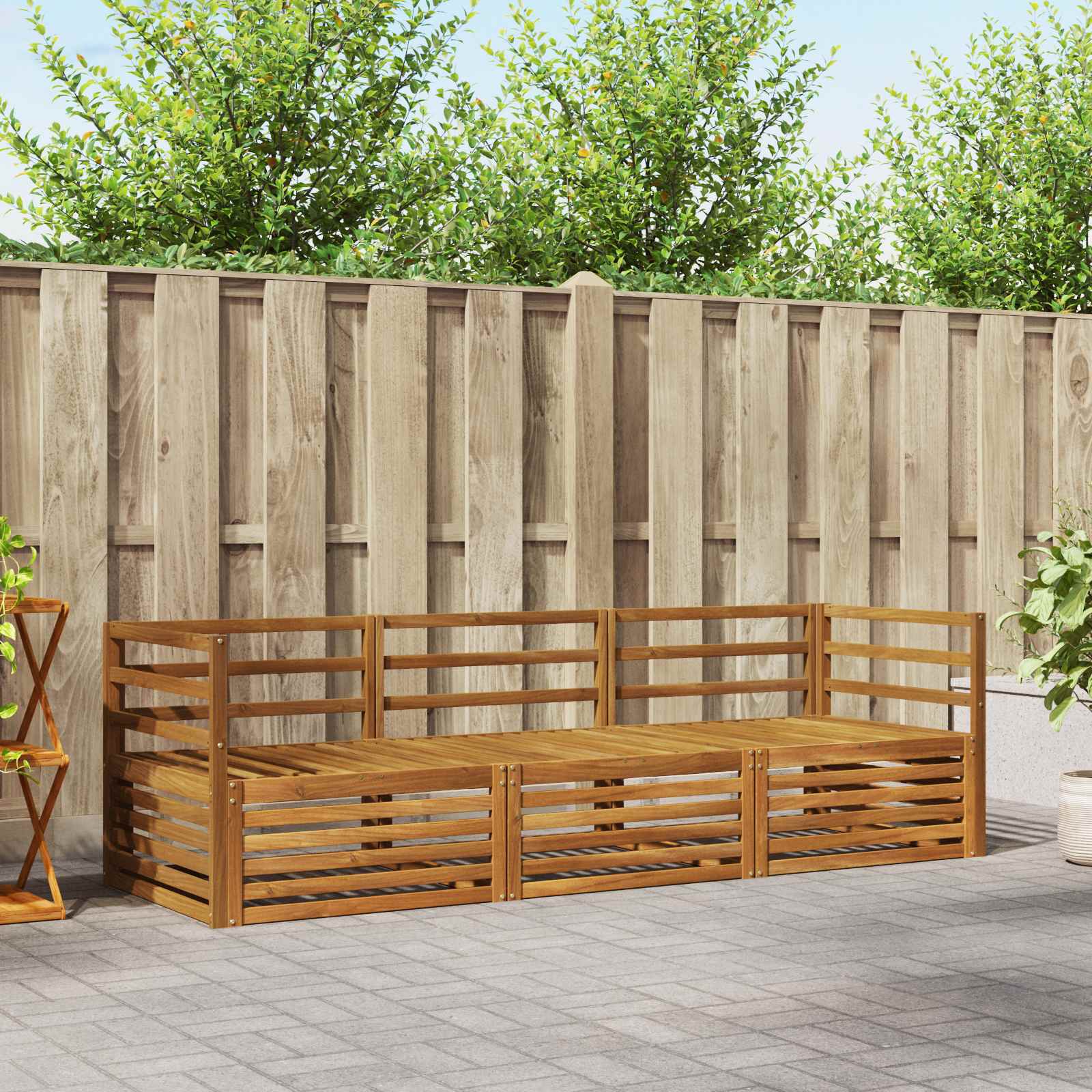 Conjunto de sofás de exterior 3 pcs Blanco