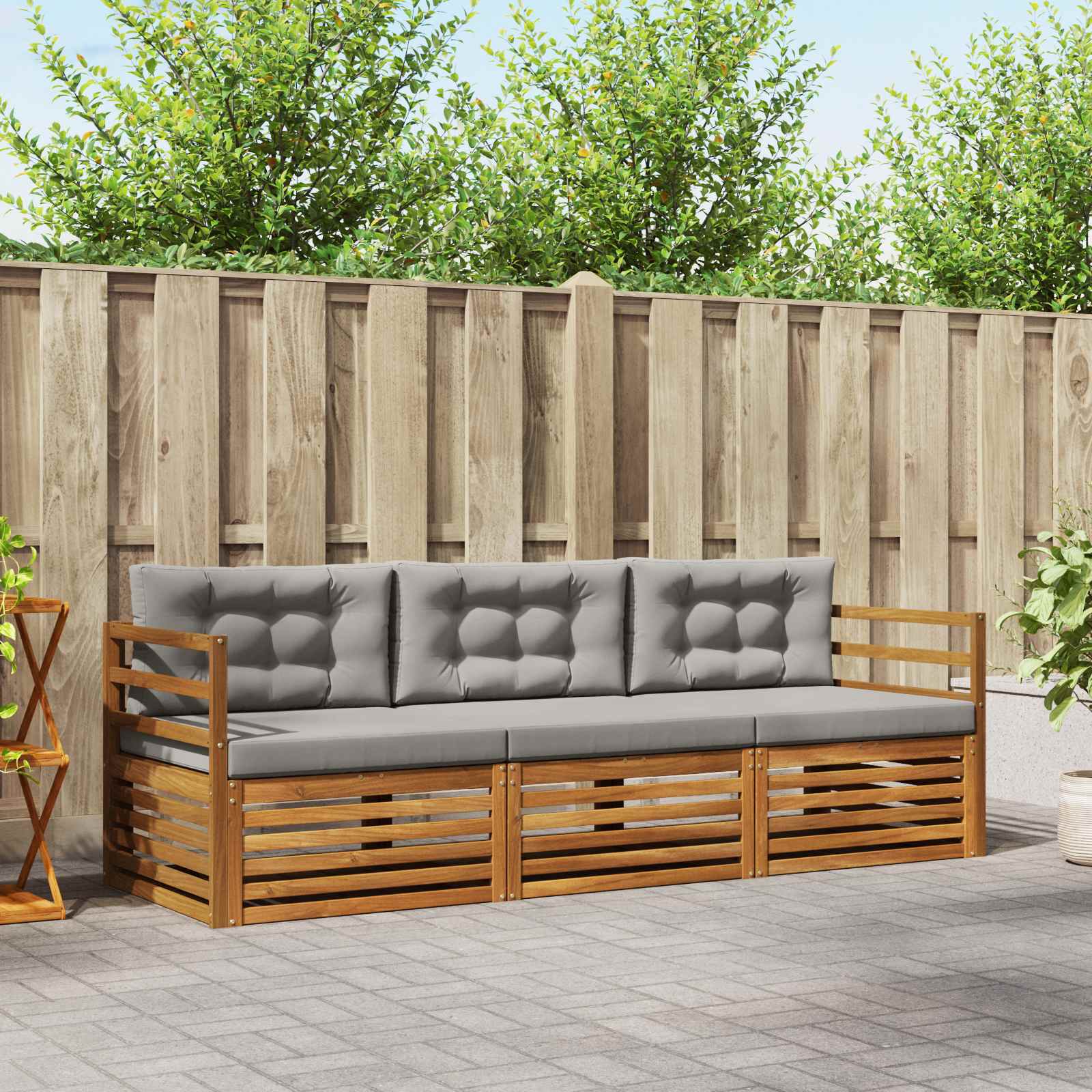 Conjunto de sofás de exterior 3 pcs Blanco