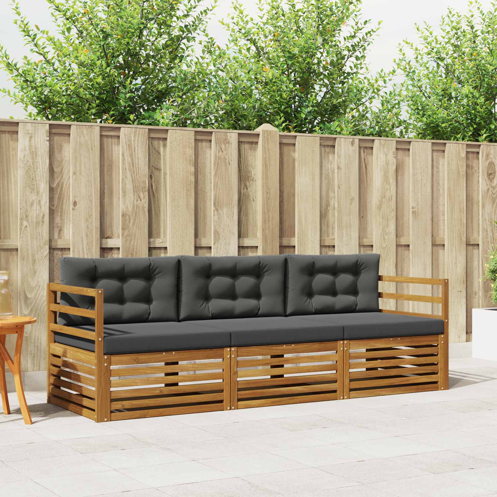 Conjunto de sofás de exterior 3 pcs Blanco
