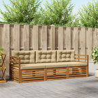 Conjunto de sofás de exterior con cojín 3 pcs Natural y Beige