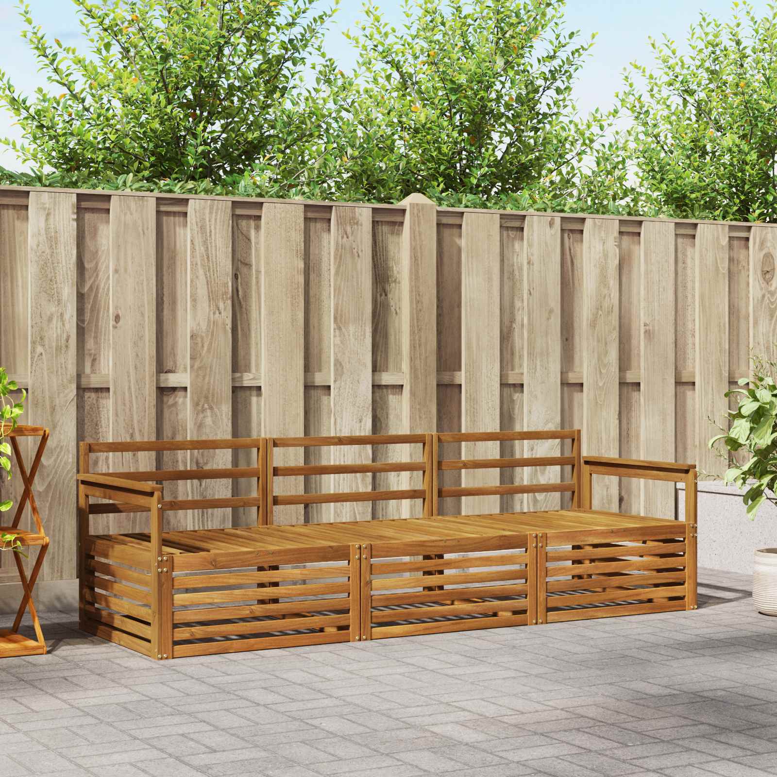 Conjunto de sofás de exterior 3 pcs Blanco