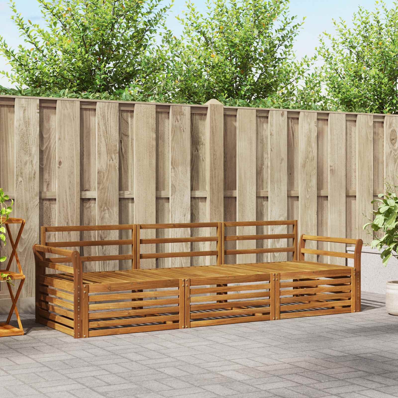 Conjunto de sofás de exterior 3 pcs Blanco