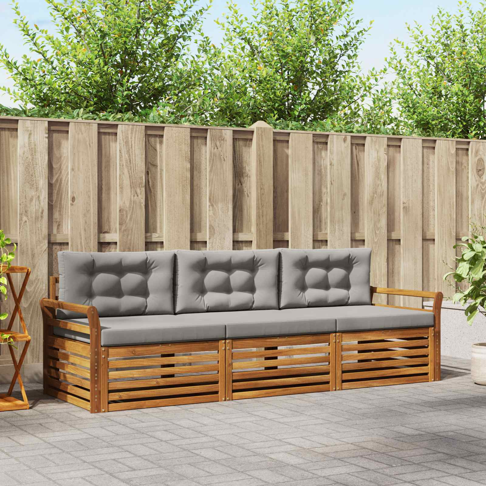 Conjunto de sofás de exterior 3 pcs Blanco