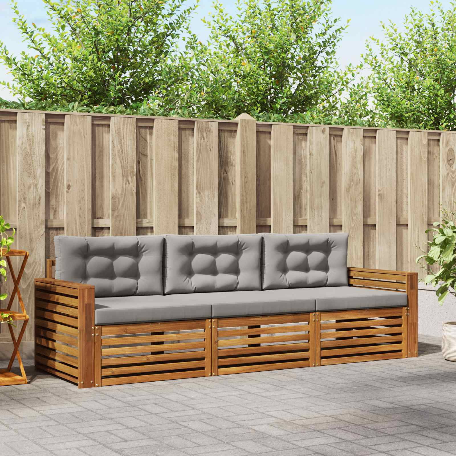 Conjunto de sofás de exterior 3 pcs Blanco