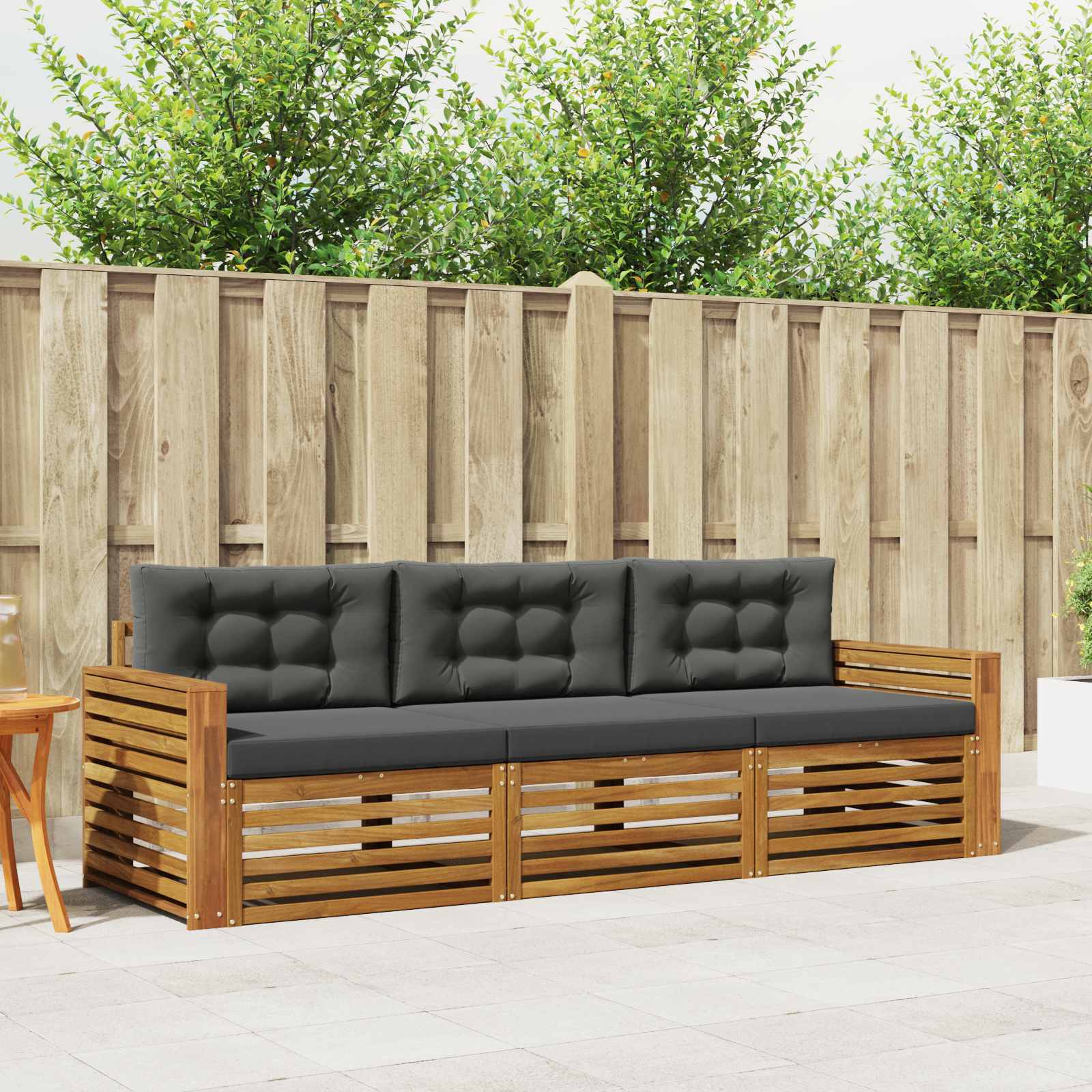 Conjunto de sofás de exterior 3 pcs Blanco